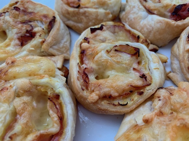 Ham and Cheese Puff Pastry Pin Wheels