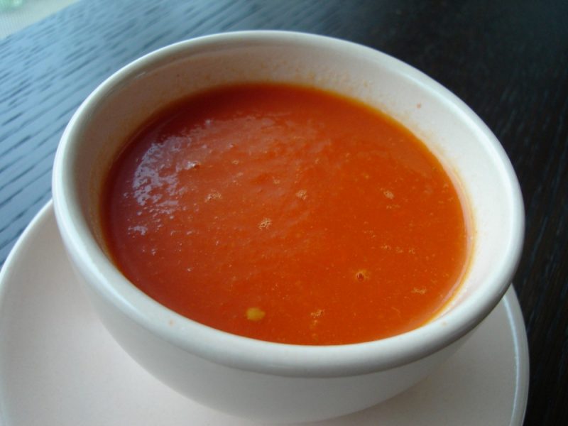 Tomato Soup In A White Bowl.