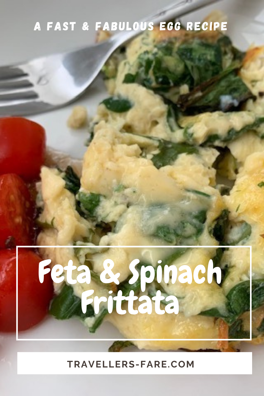 Feta and Spinach Frittata Served With Tomatoes On A White Plate.