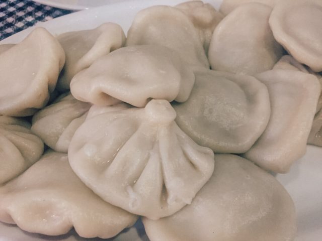 Khinkali Or Dumplings Are A Traditional Dish of Georgia. Similar To Chinese Dumplings With Meat Steamed Inside Pastry.