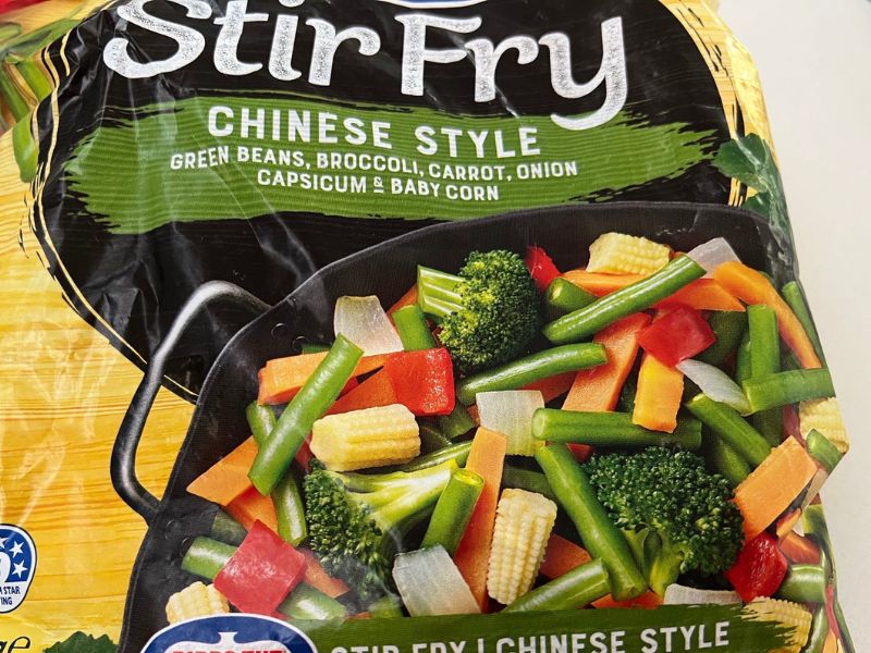 bag of frozen stir fry vegetables bought from supermarket
