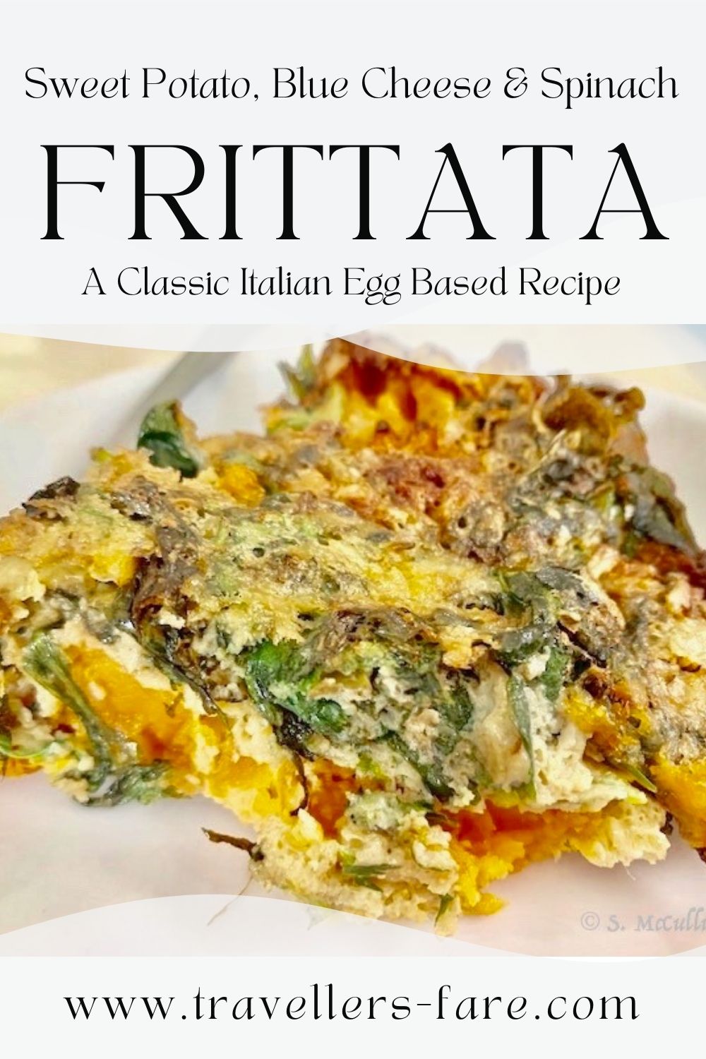 Sweet Potato, Blue Cheese and Spinach Frittata Pin.