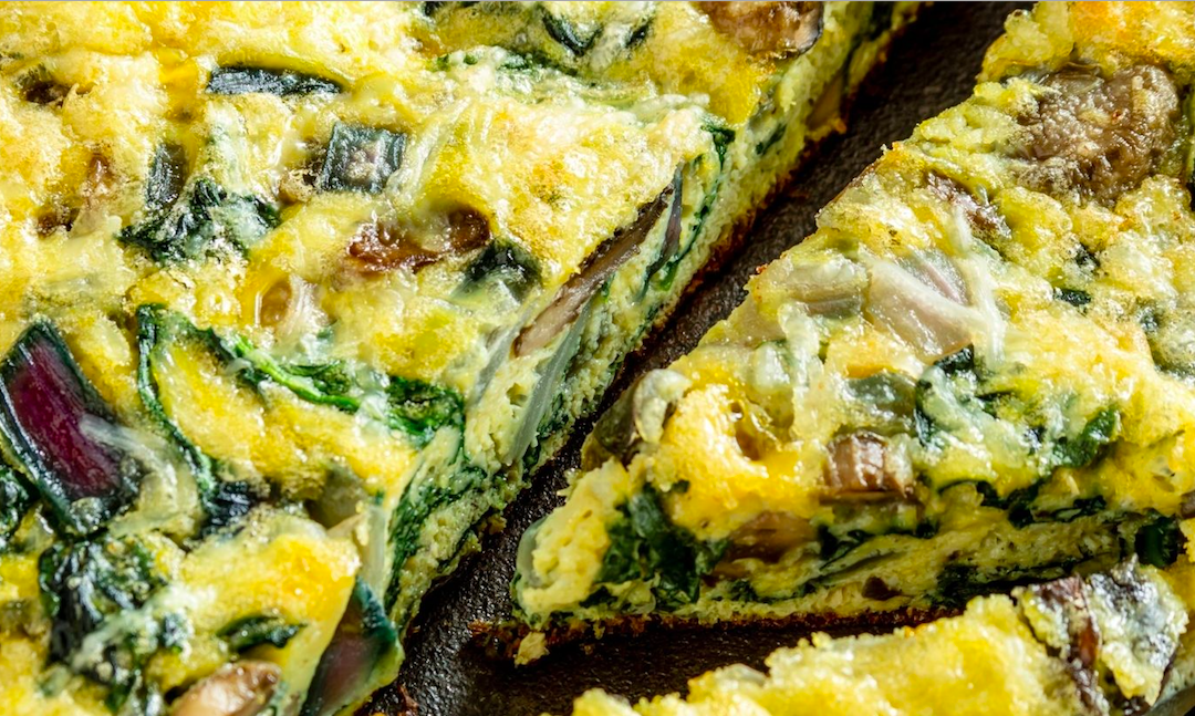 Spinach and Mushroom Crustless Quiche Is An Easy Backpacker and Traveller Recipe.