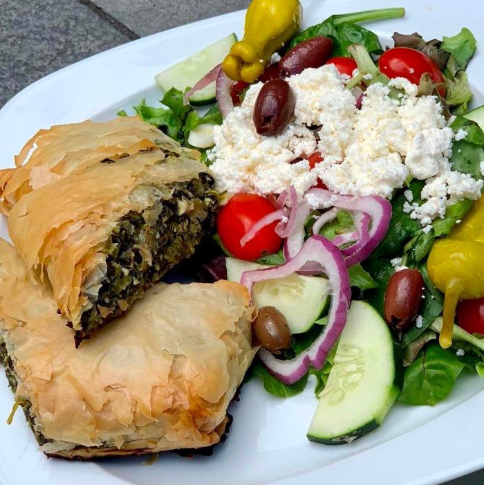 Spanakopital or Feta and Spinach pie is a classic traditional Greek dish.