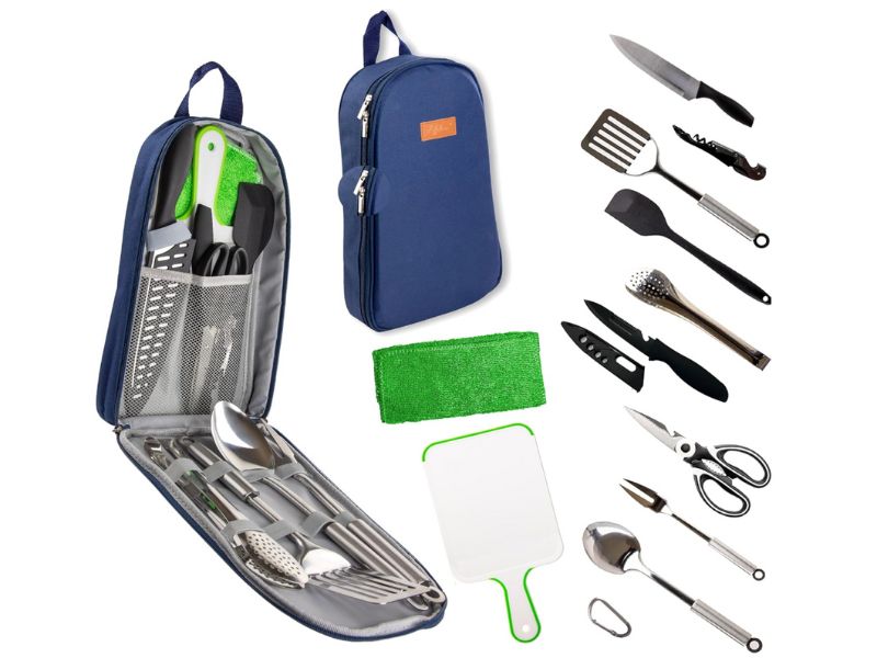 Camping cooking gear and utensils.