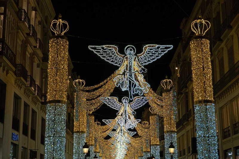 Christmas in Spain. Churches decked out with religious decorations.