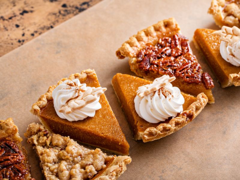 a piece of pumpkin pie for Thanksgiving