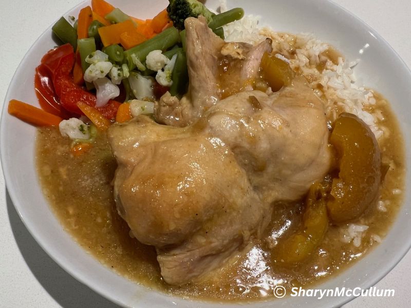 Apricot Chicken - piece of chicken cooked in apricots.