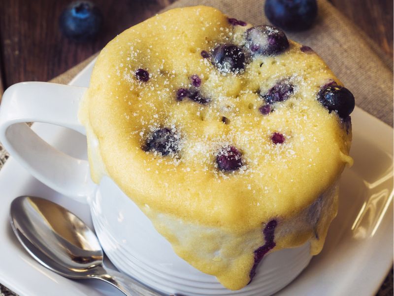 Microwave Blueberry Oat Mug Cake