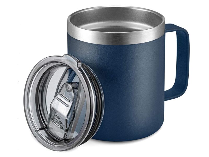 blue insulated coffee mug